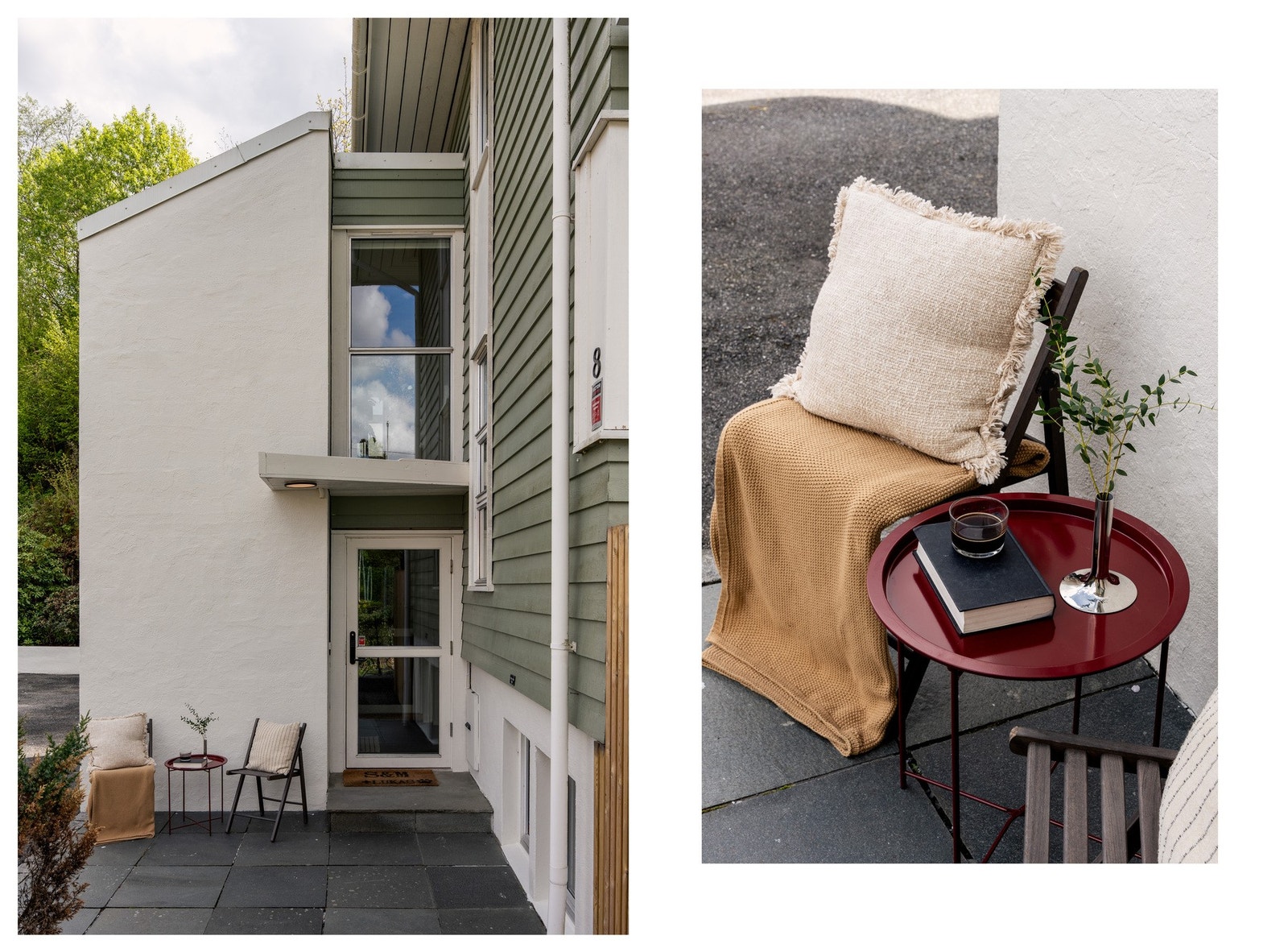 Trivelig inngangsparti med skiferplatting. Galleribilde