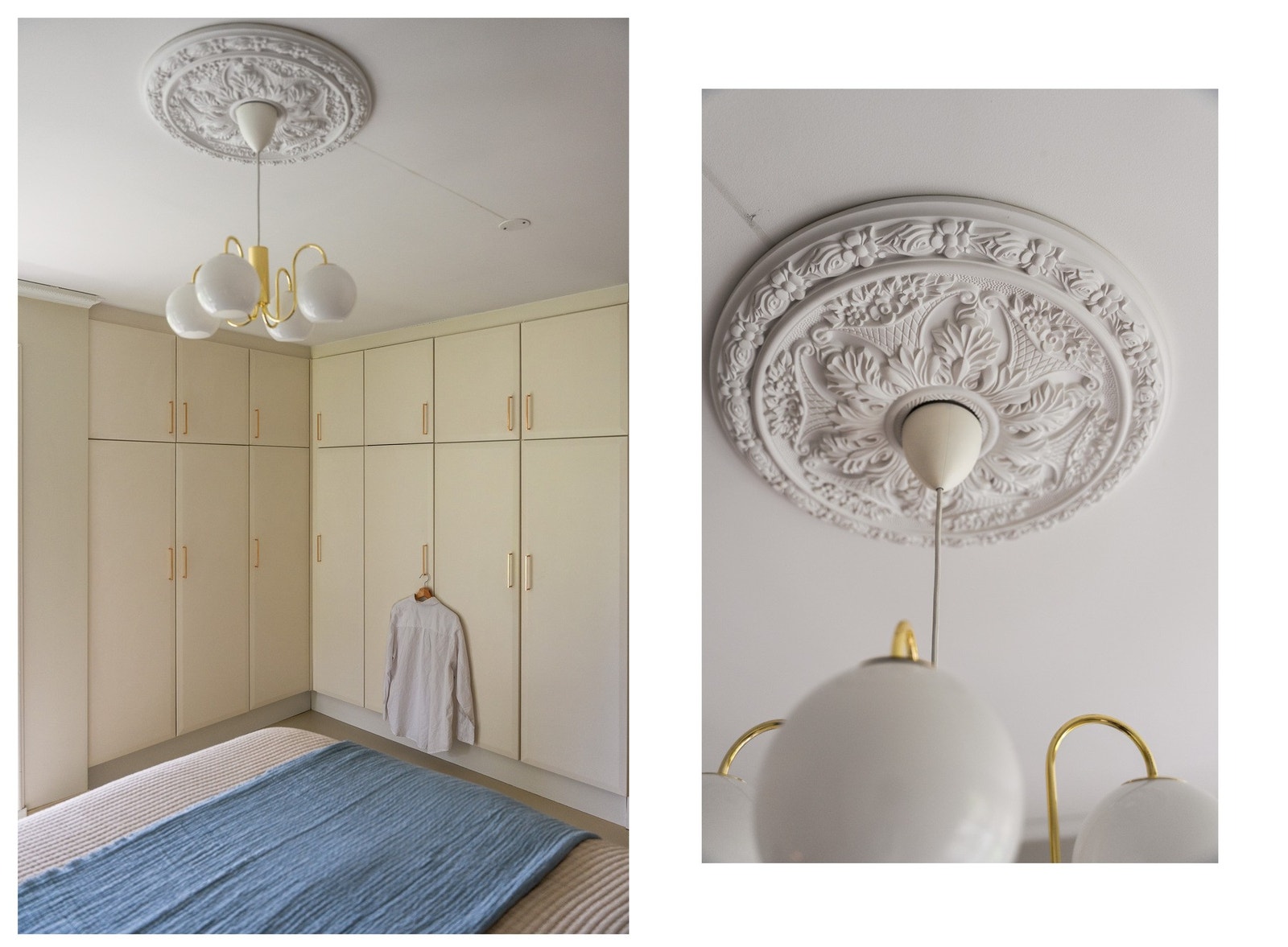 Flott innebygget garderobe og nydelig takrosett. Galleribilde