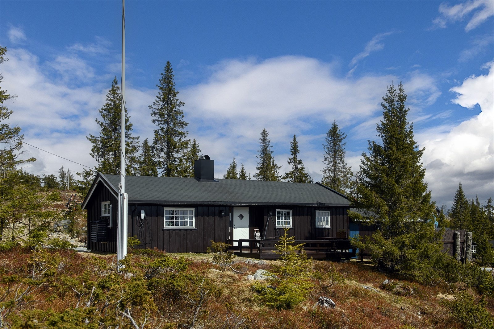 Eiendommen ligger på 871 meters høyde i et etablert hytteområde. Galleribilde