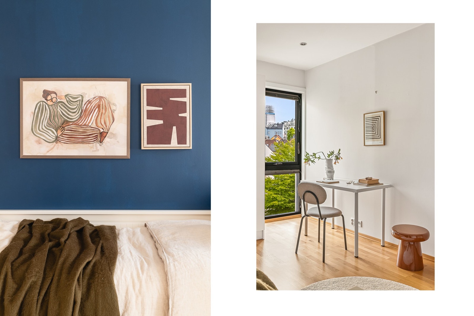 Rommet har plass til seng, nattbod, garderobe og skrivepult Galleribilde