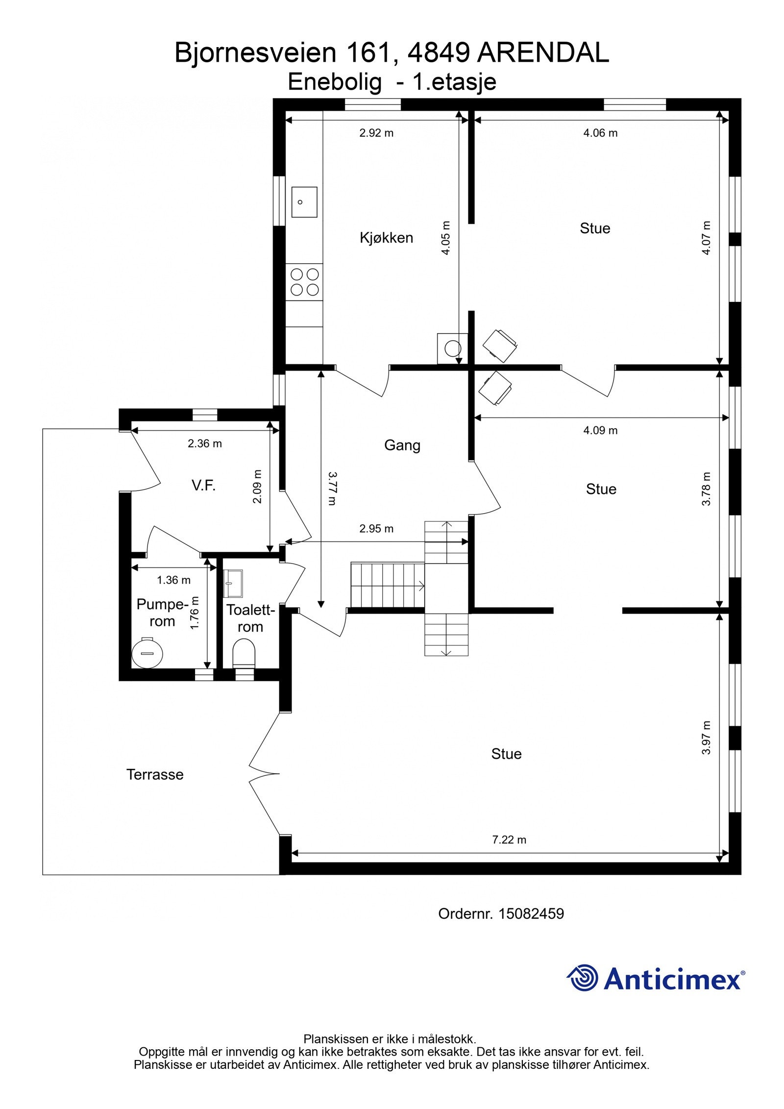 Plantegning -Enebolig - 1.etasje Galleribilde