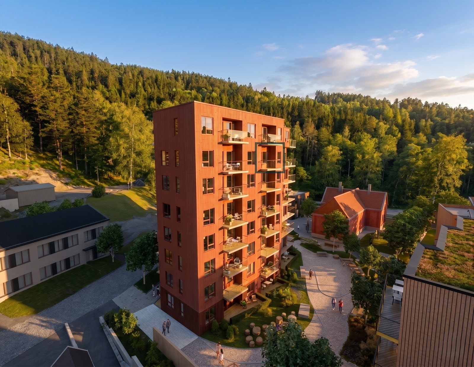 Omtrentlig avmerking av leil. 2-703 i 7. etg. Bilder er kun til illustrasjon og er laget digitalt/med KI. Avvik vil forekomme. Se plantegning og beskrivelse i prospekt. Galleribilde