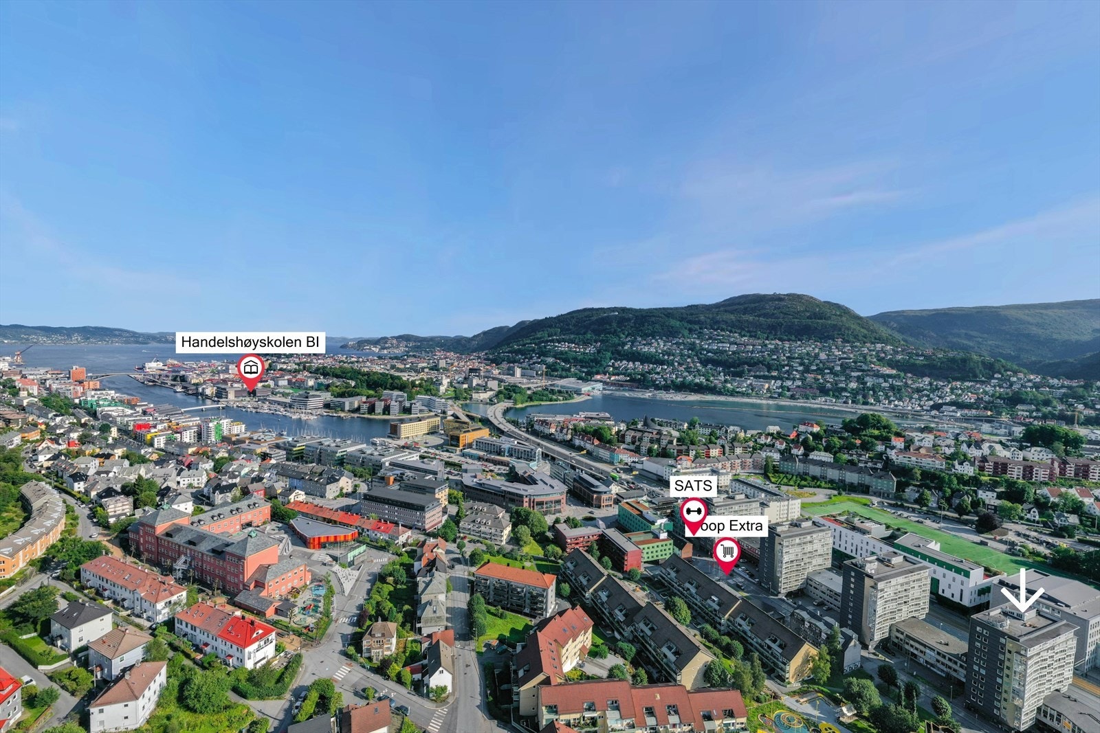 I umiddelbar nærhet finner man dagligvarebutikker, treningssenter og Handelshøyskolen BI. Bybane og buss er kun få minutter unna. Galleribilde