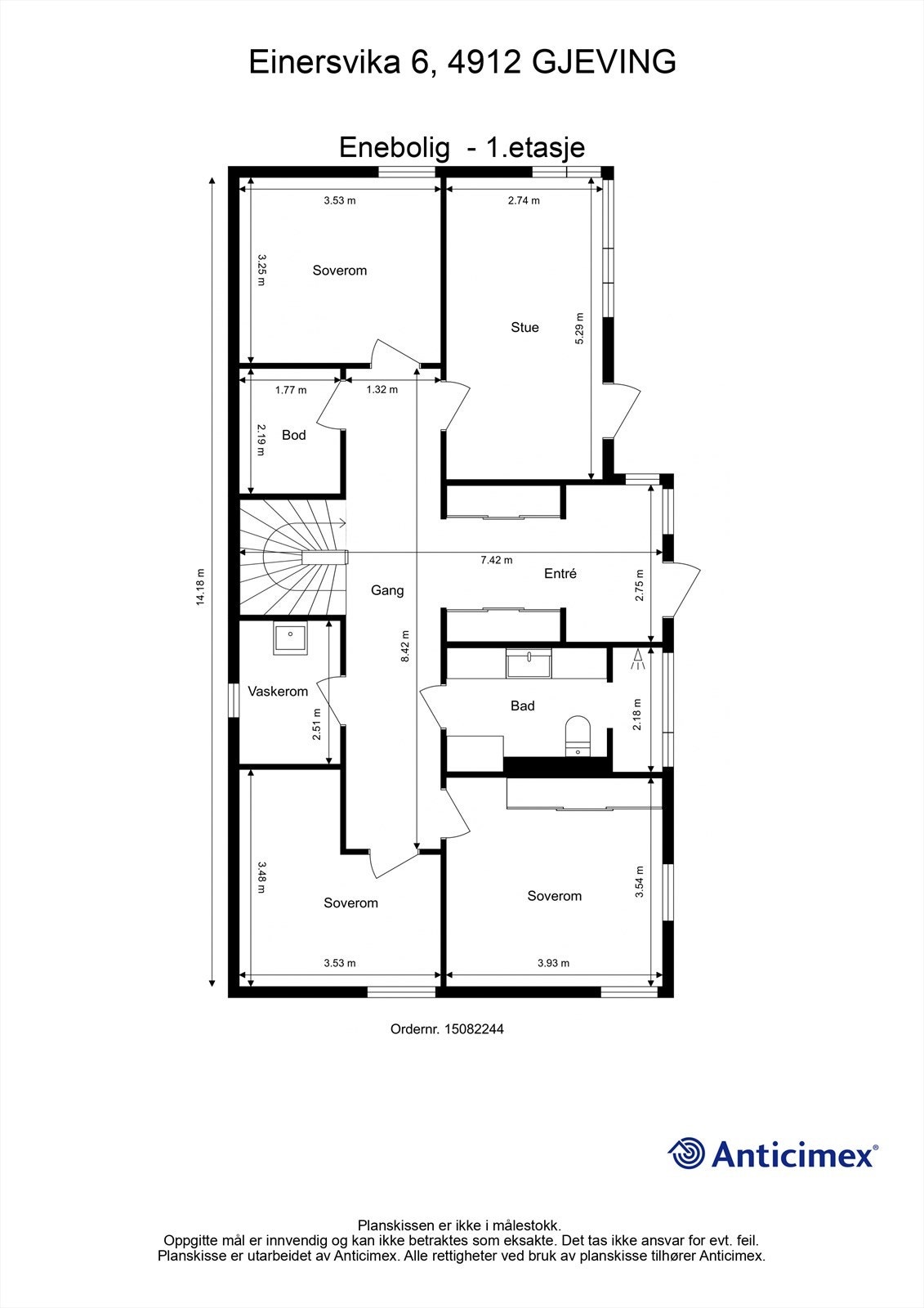Plantegning 1. etasje Galleribilde