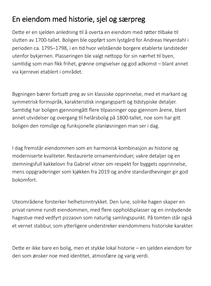 Om eiendommen og historie Galleribilde
