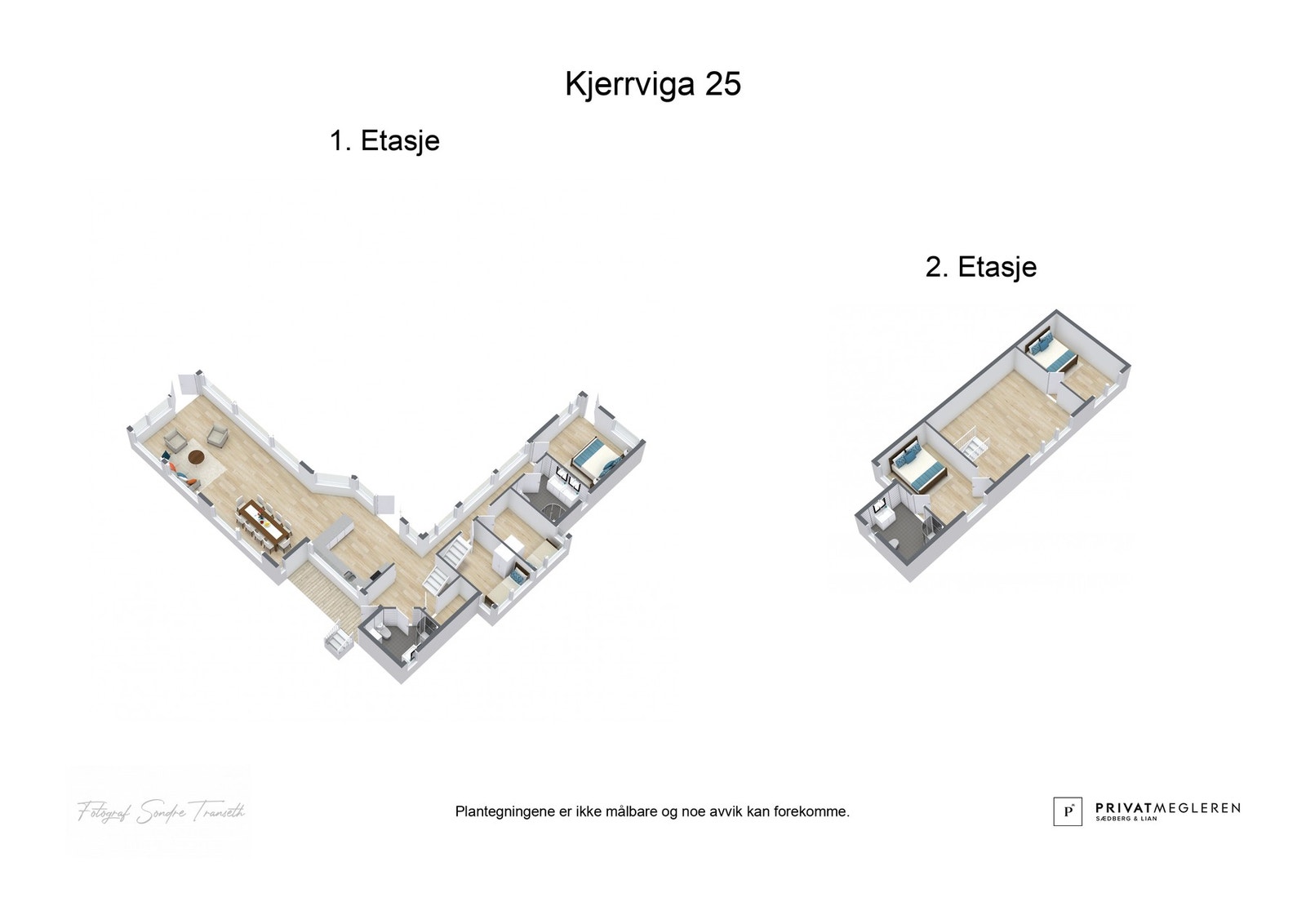 3D plantegninger av begge etasjer i hytten - laget av fotograf Galleribilde