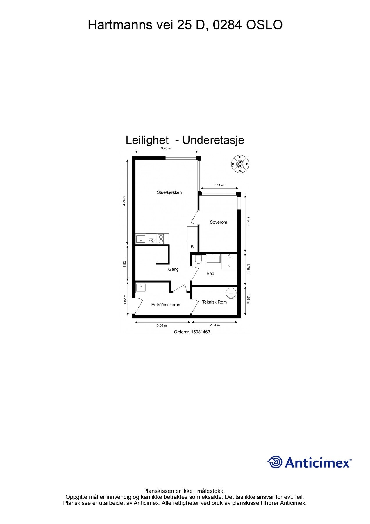 Plantegning underetasje. Galleribilde