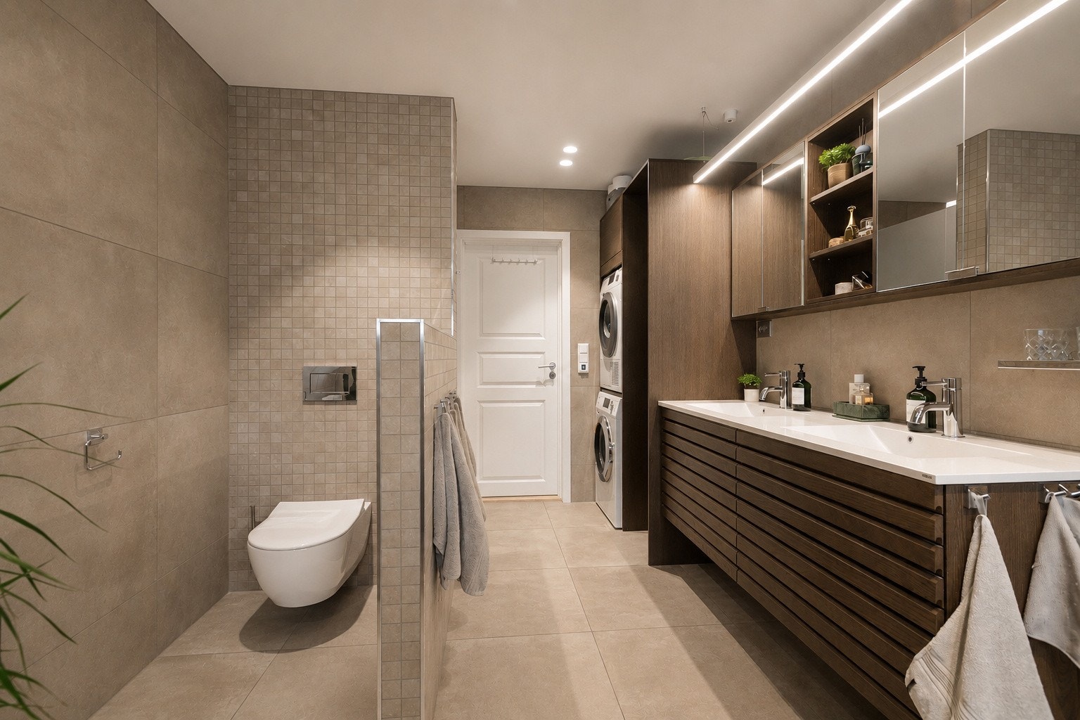 Boligen har et lekkert baderom som ble pusset opp i 2018. Badet har gjennomførte løsninger og detaler. Galleribilde