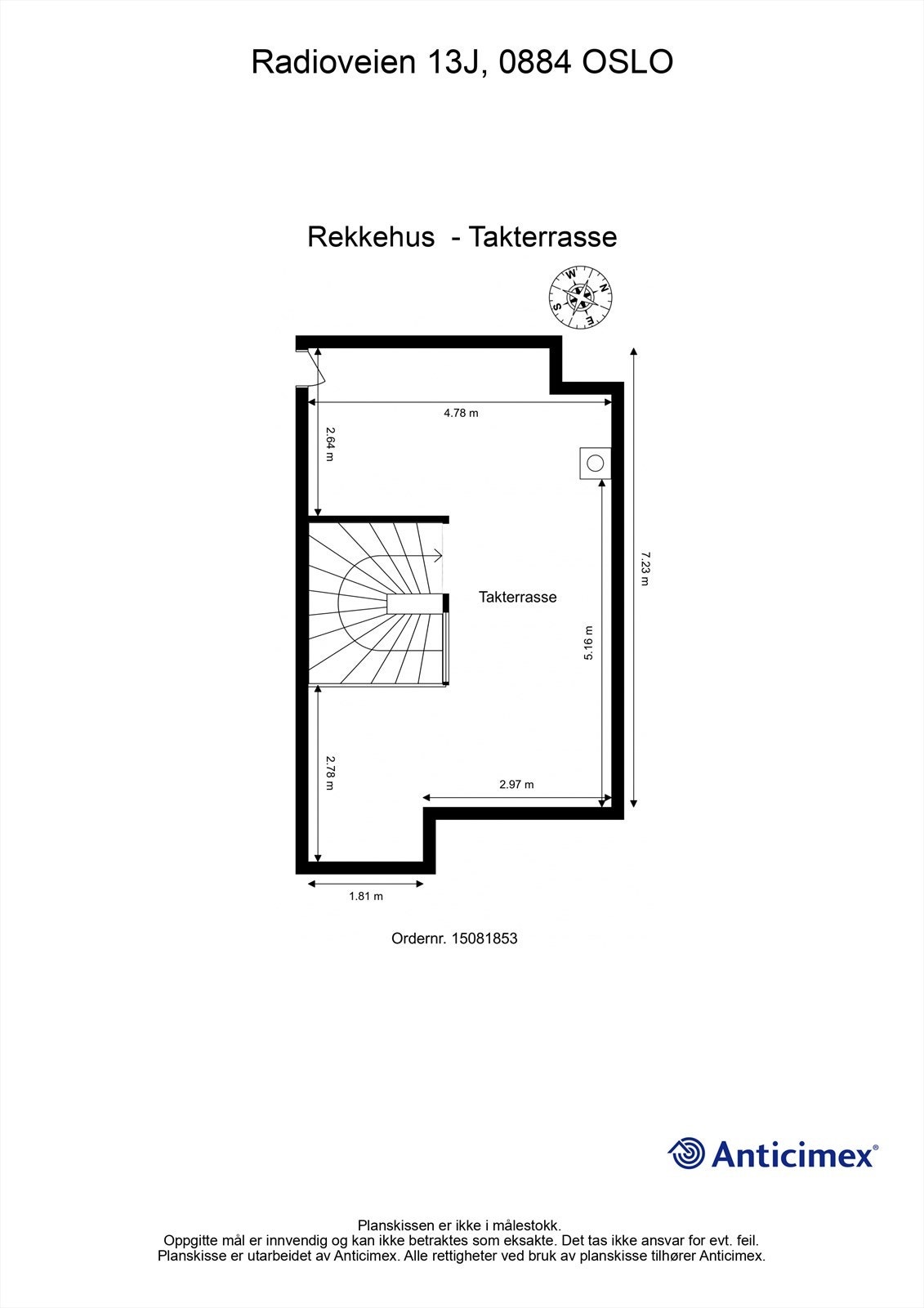 Plantegning- Takterrasse. Galleribilde