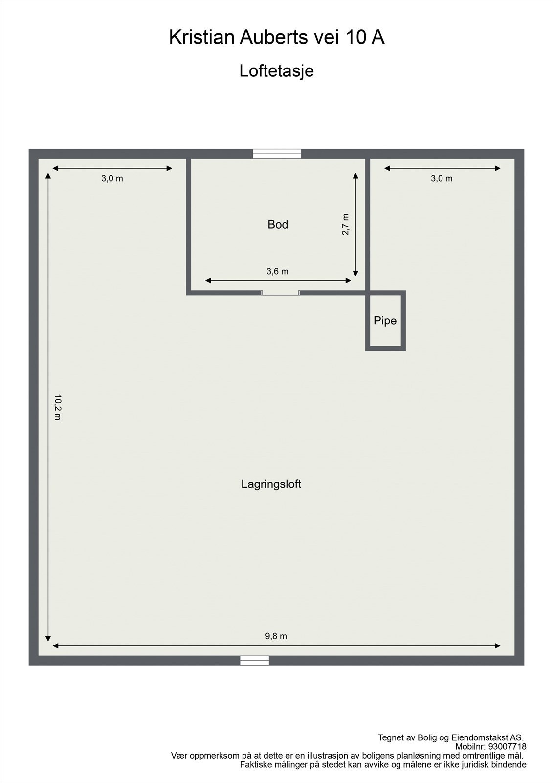 Plantegning - loftsetasje Galleribilde