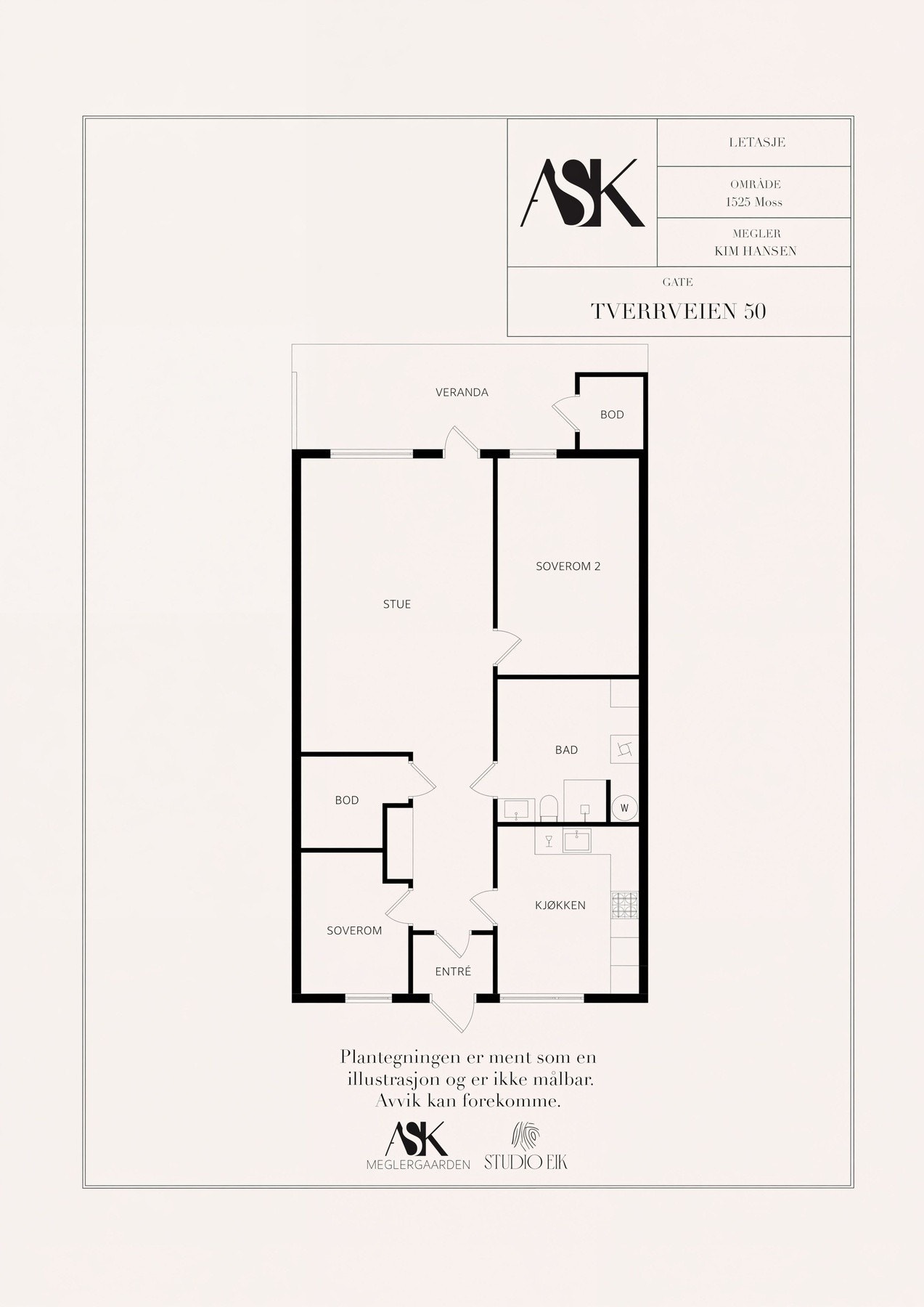 Alternativ plantegning for de som ønsker et soverom nr.2 Galleribilde