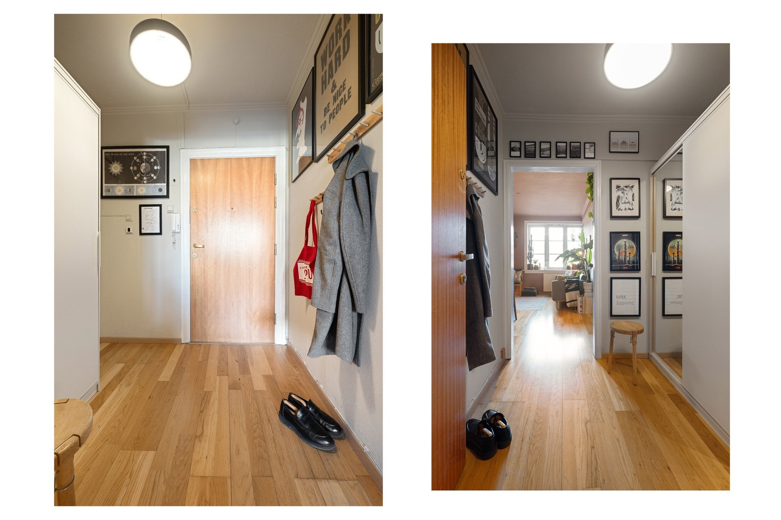 Velkommen inn! Praktisk entré med plass til oppbevaring av yttertøy og sko. Galleribilde