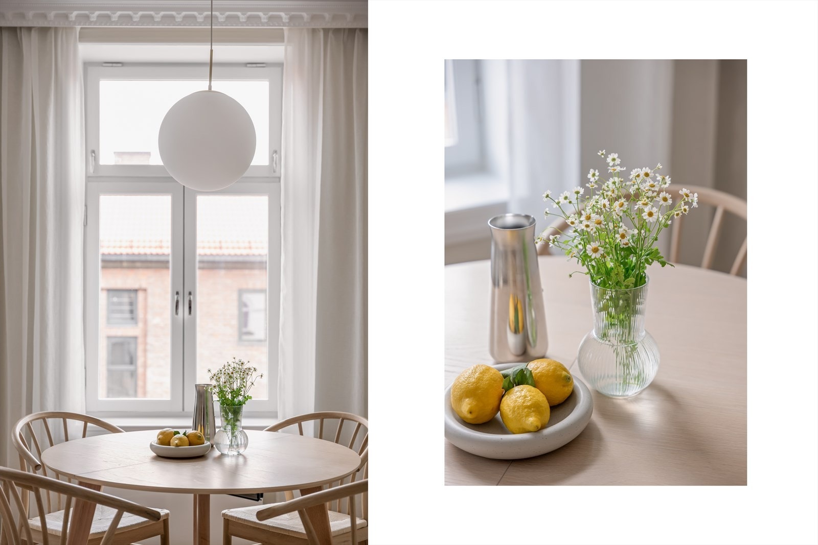 Store vindusflater med to-lags glassfelt gir rikelig med dagslys til spiseplassen. Galleribilde