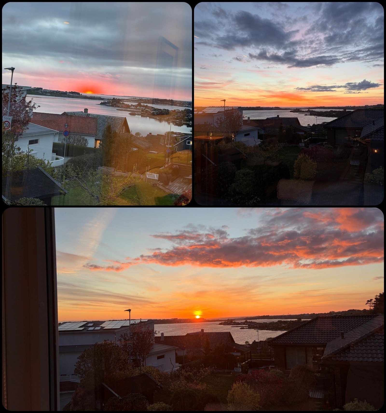 Solnedgangsbilder tatt av selger fra stue og kjøkkenområdet Galleribilde