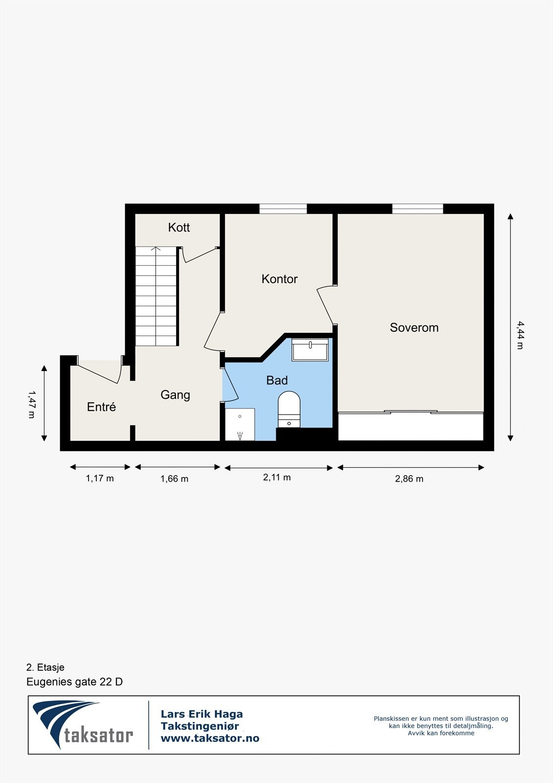 Plantegning - 2. Etasje. I tillegg disponerer boligen 2 stk. kjellerboder på totalt ca. 5 m² Galleribilde