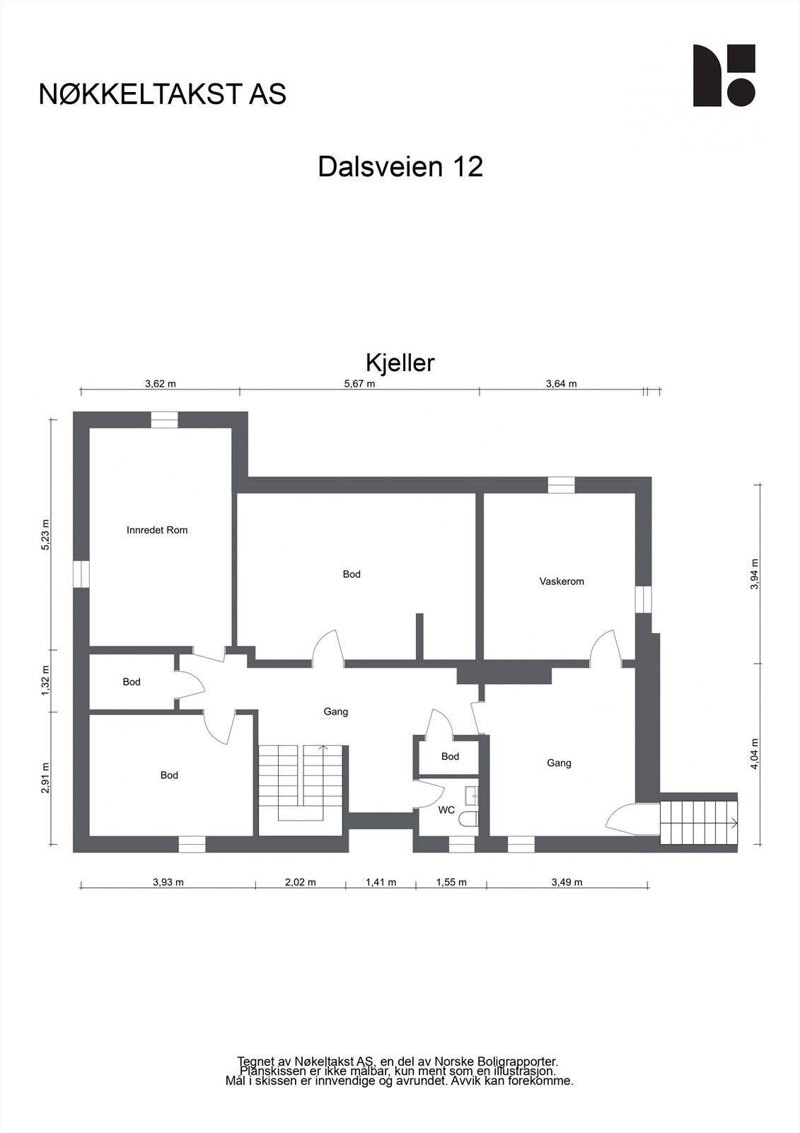 Kjelleren inneholder store disponible arealer, inkludert et innredet rom, vaskerom, toalettrom og fire boder. Galleribilde