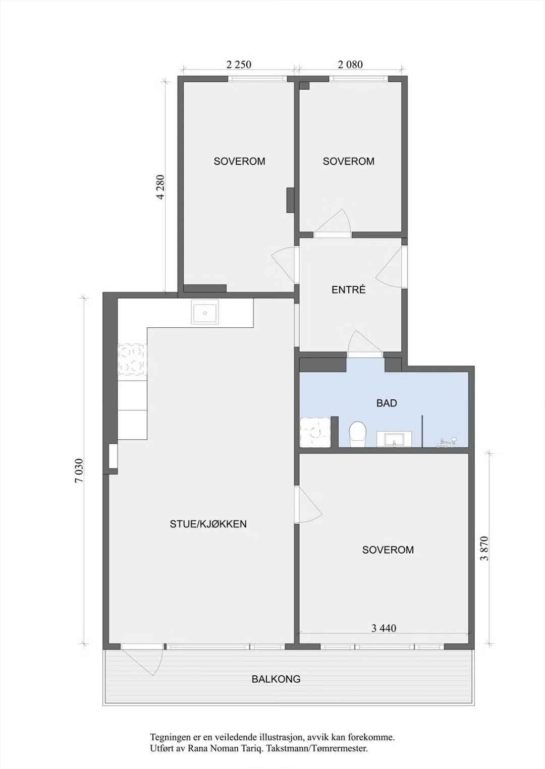 Leiligheten ligger i 4. etasje og inneholder entré, stue/kjøkken, 3 soverom og bad. I tillegg disponerer leiligheten 2 kjellerboder. Galleribilde