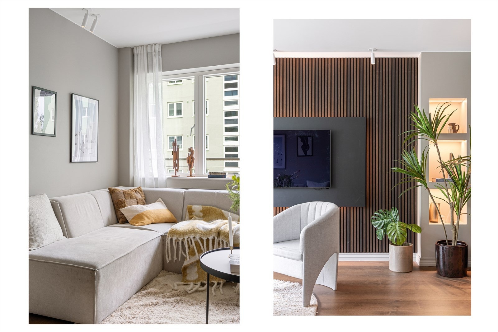 Det er god plass til en koselig sofakrok med tilhørende møblement. Galleribilde