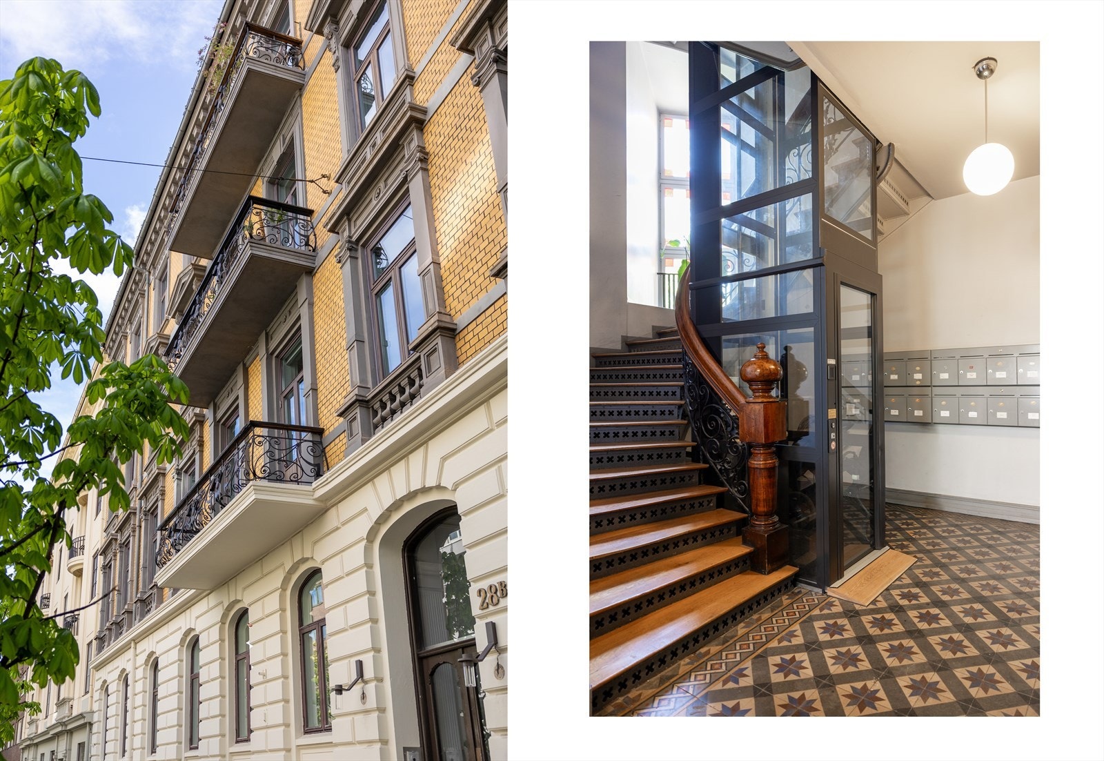 Elegant og velholdt felles trappegang med heisadkomst Galleribilde