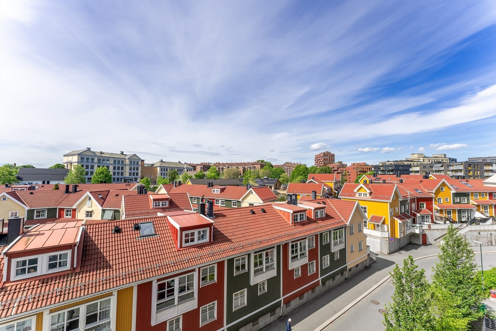 Fra leiligheten og balkongen er det utsikt over den sjarmernde småhusbebyggelsen på Kampen Galleribilde