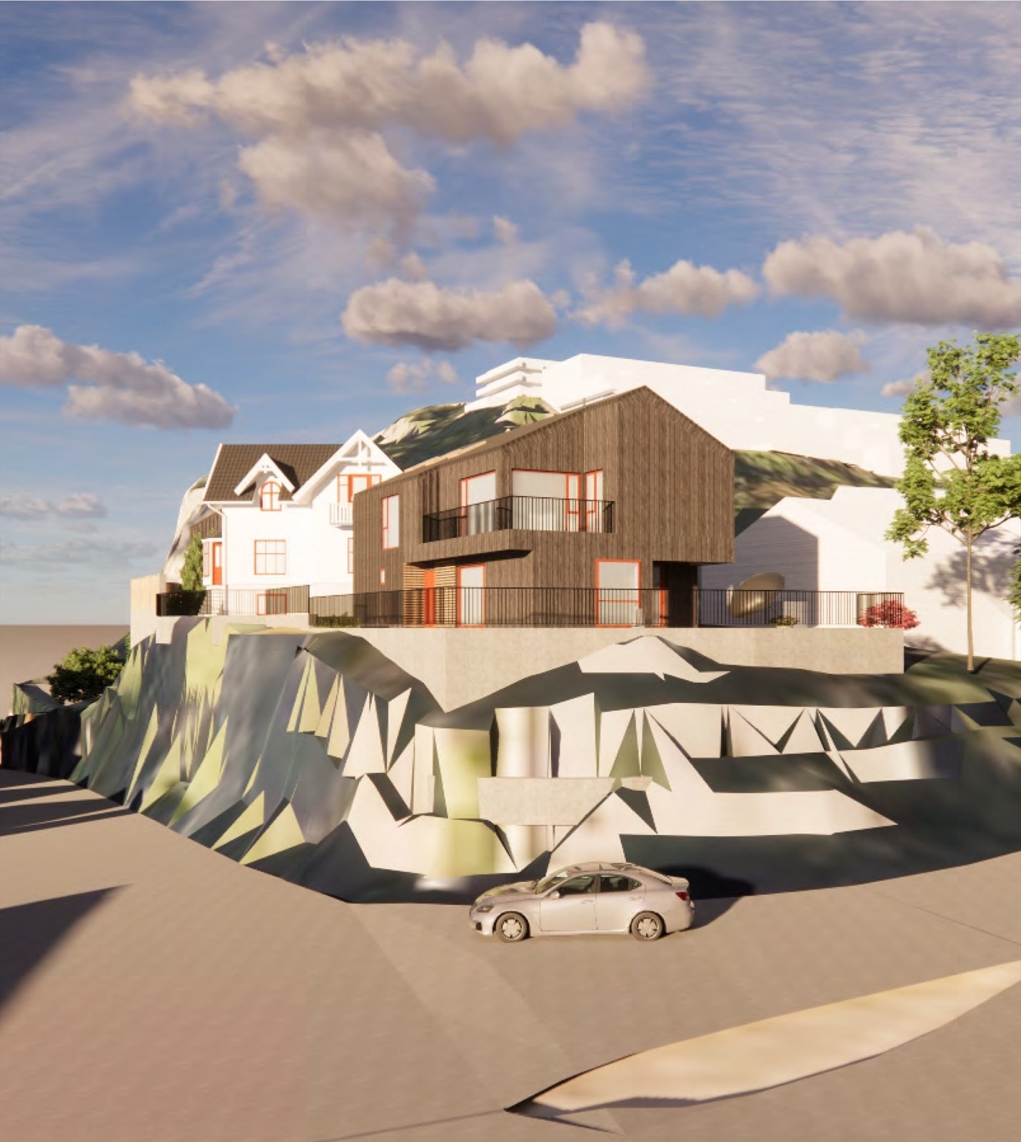 Arkitektillustrasjon fra sørvest Galleribilde