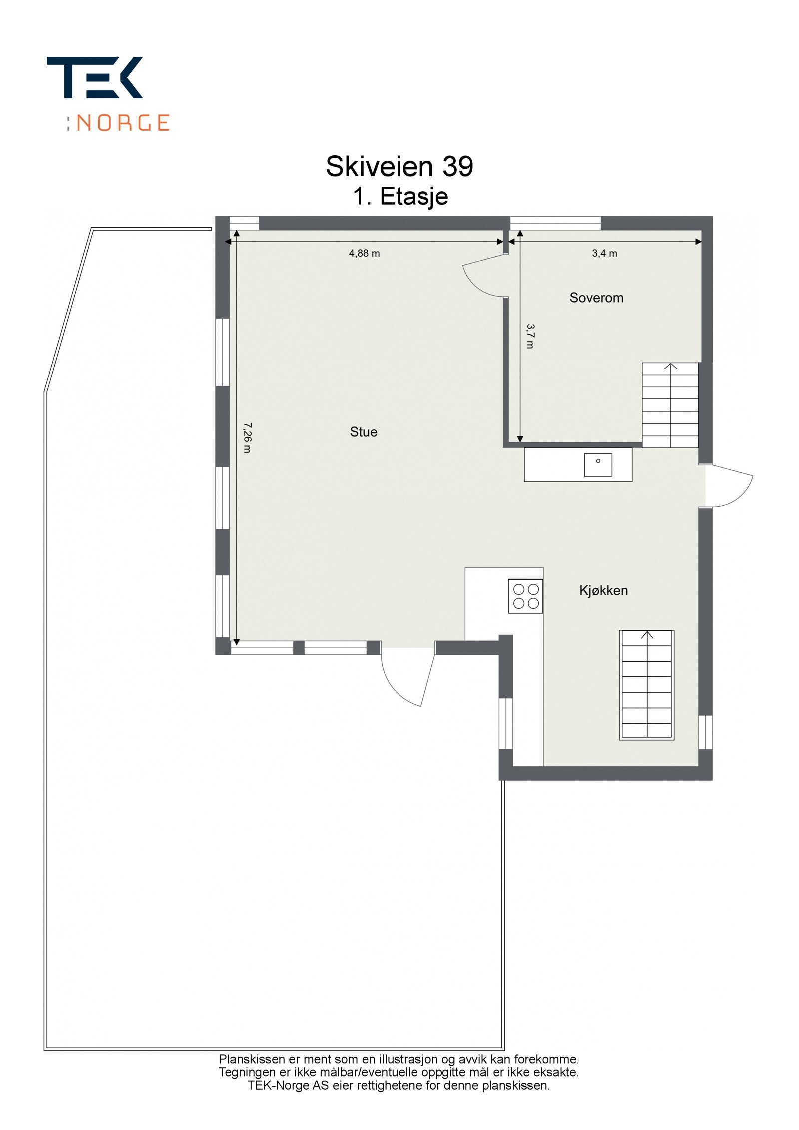 Plantegning 1. etasje Galleribilde