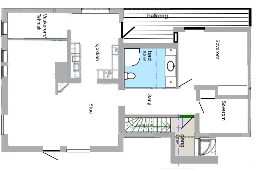 Plantegning 1 etg Galleribilde