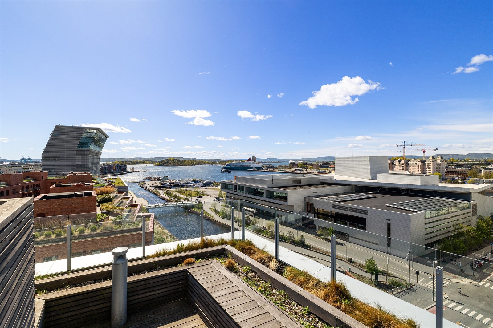 Fra felles takterrasse ser man landemerker som Munchmuseet og Operaen. Galleribilde