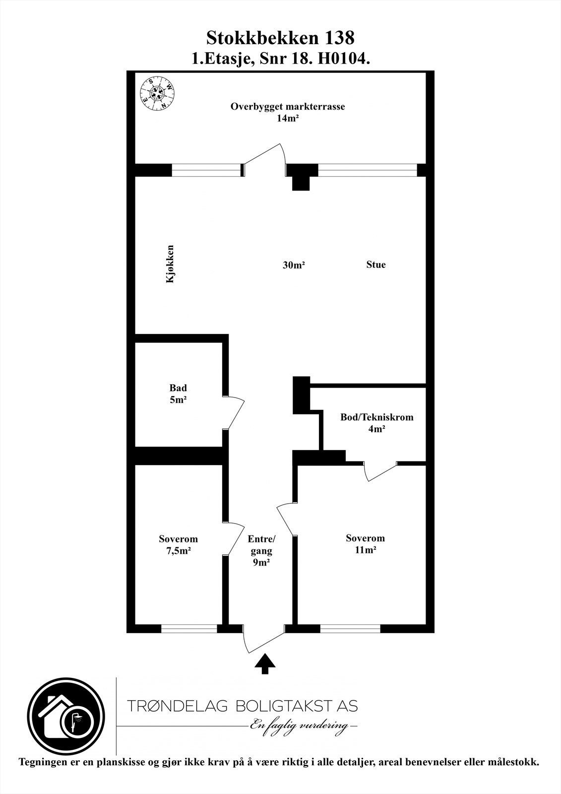 Planskisse for leiligheten i 1. etasje. Galleribilde