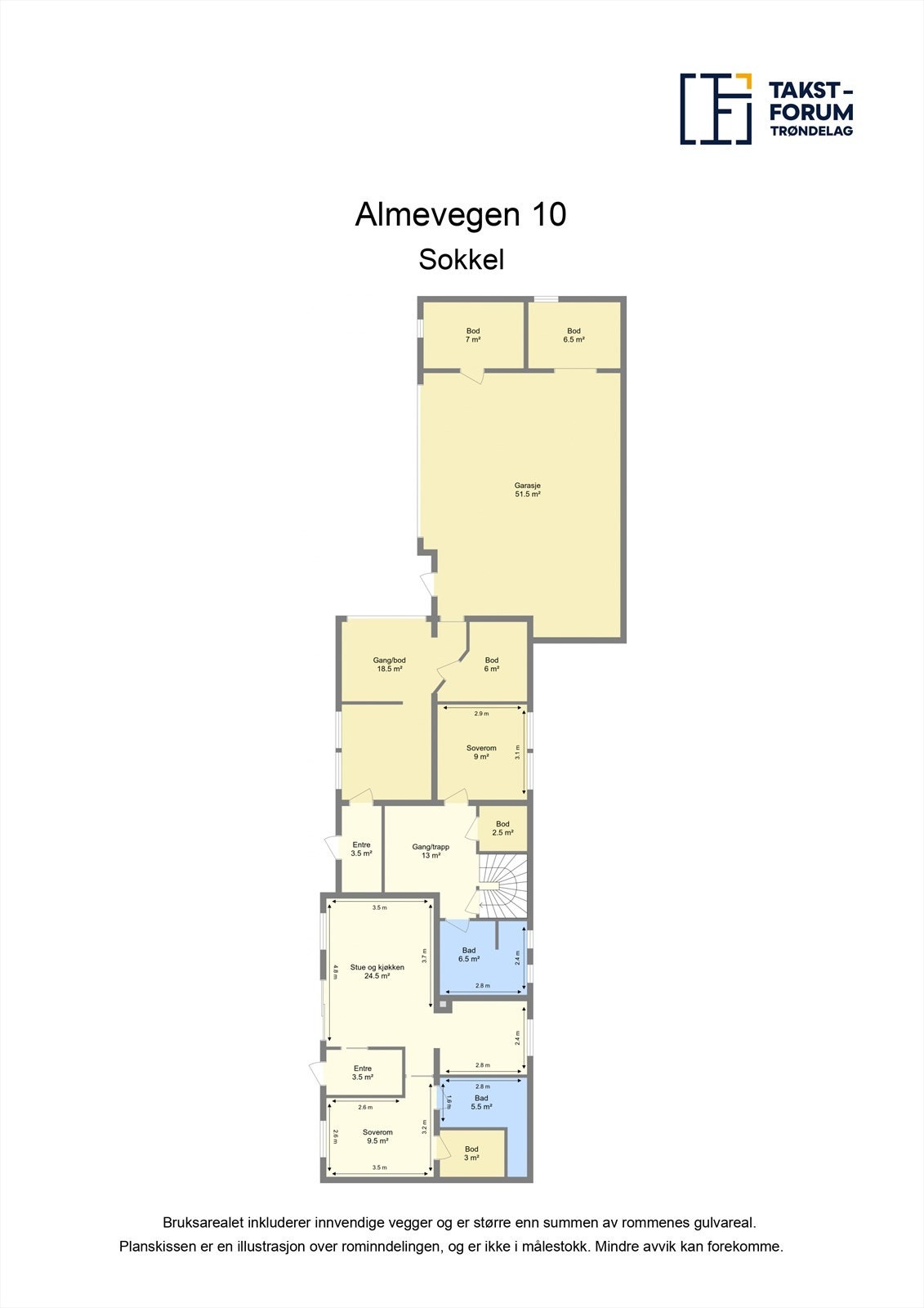 Planskisse sokkeletassje. Galleribilde