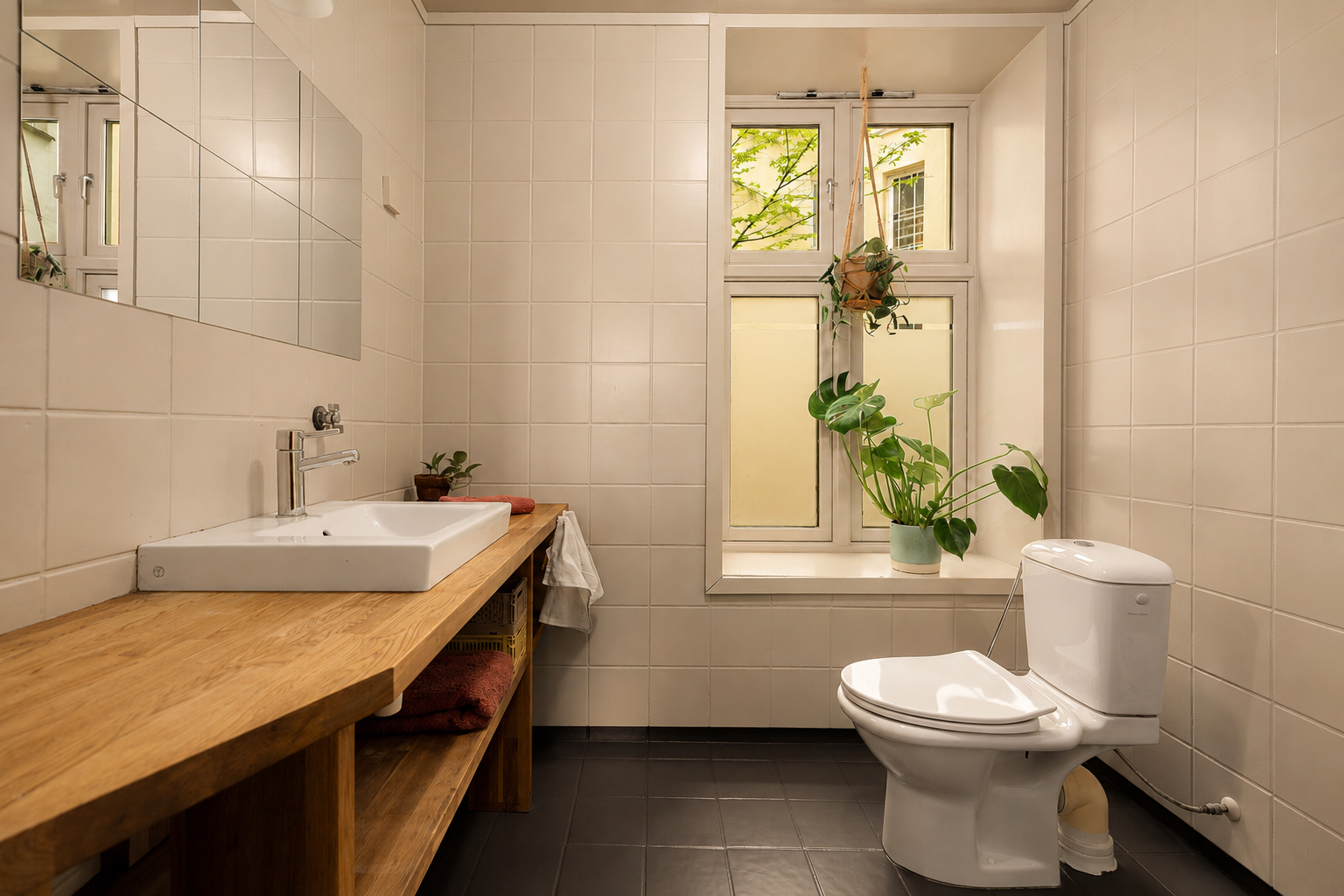 Praktisk baderom med god plass til oppbevaring. Galleribilde