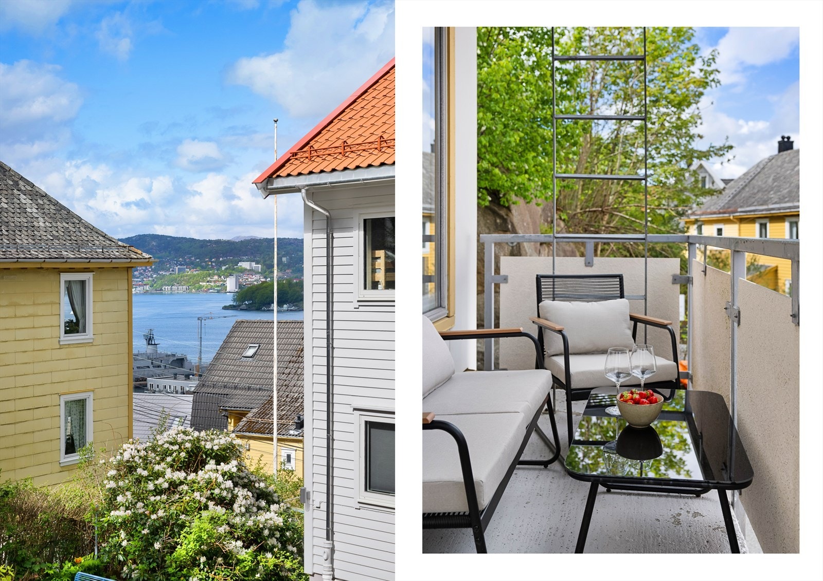 Detaljer fra balkongen og utsikten. Galleribilde