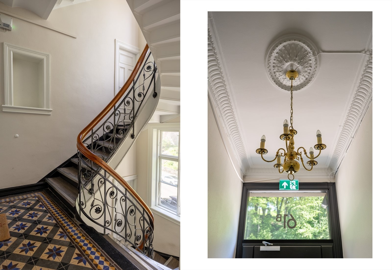 Klassisk og innbydende inngangsparti med flotte originale detaljer og vakker gjennomgående bygårdsstil. Galleribilde