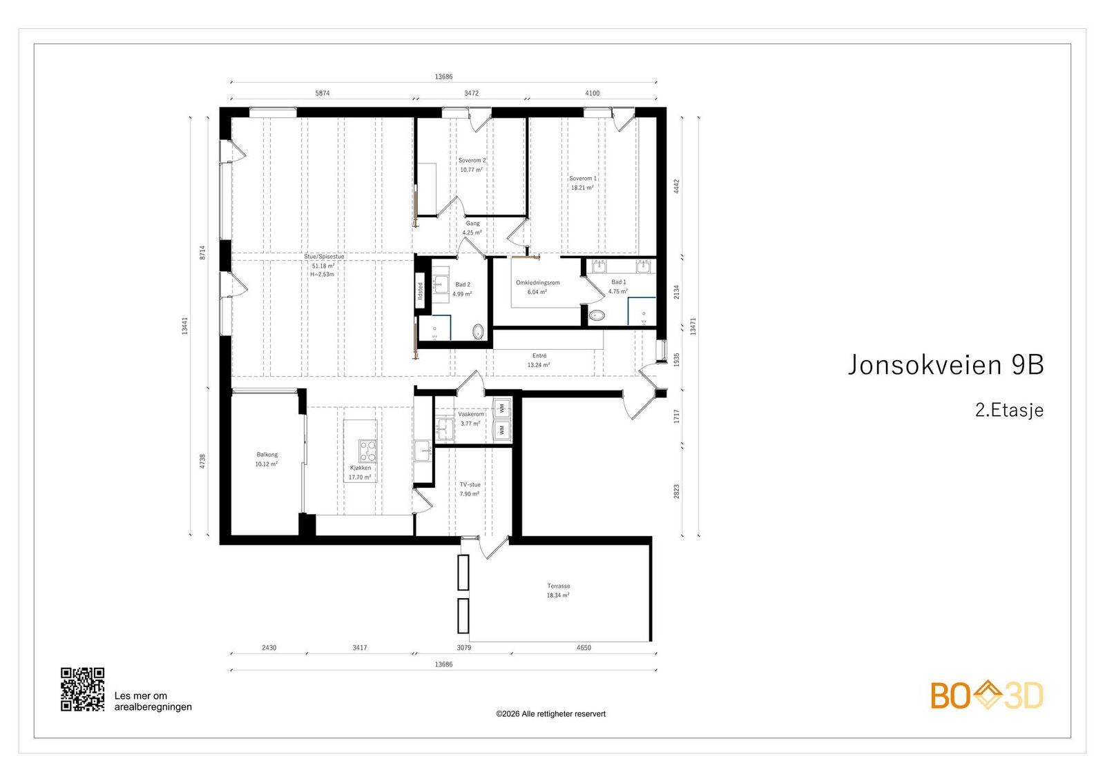 Leiligheten har svært god planløsning. Galleribilde