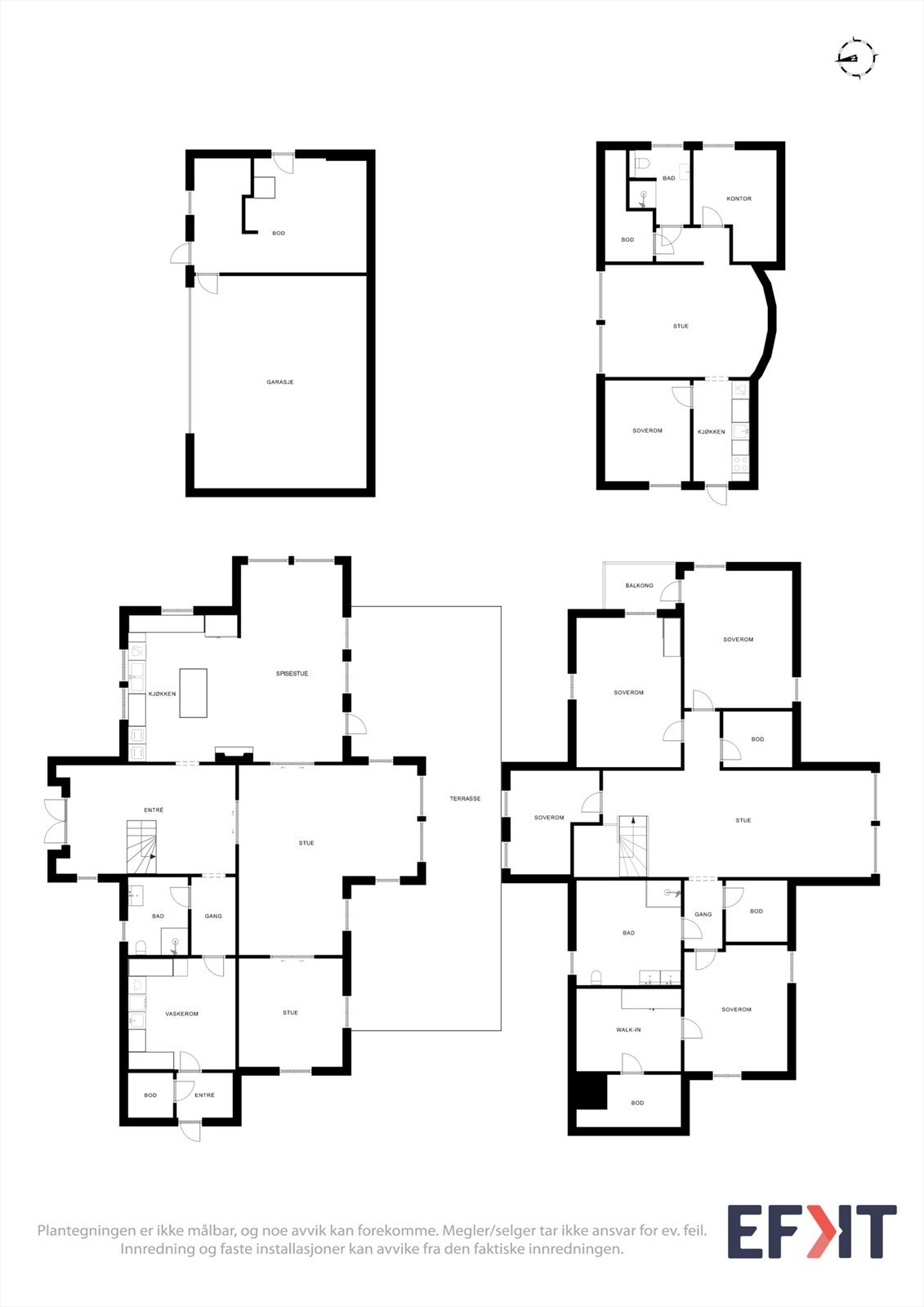 Eneboligen har en familievennlig planløsning over to plan, i tillegg til en romslig garasje med innredet loft. Galleribilde