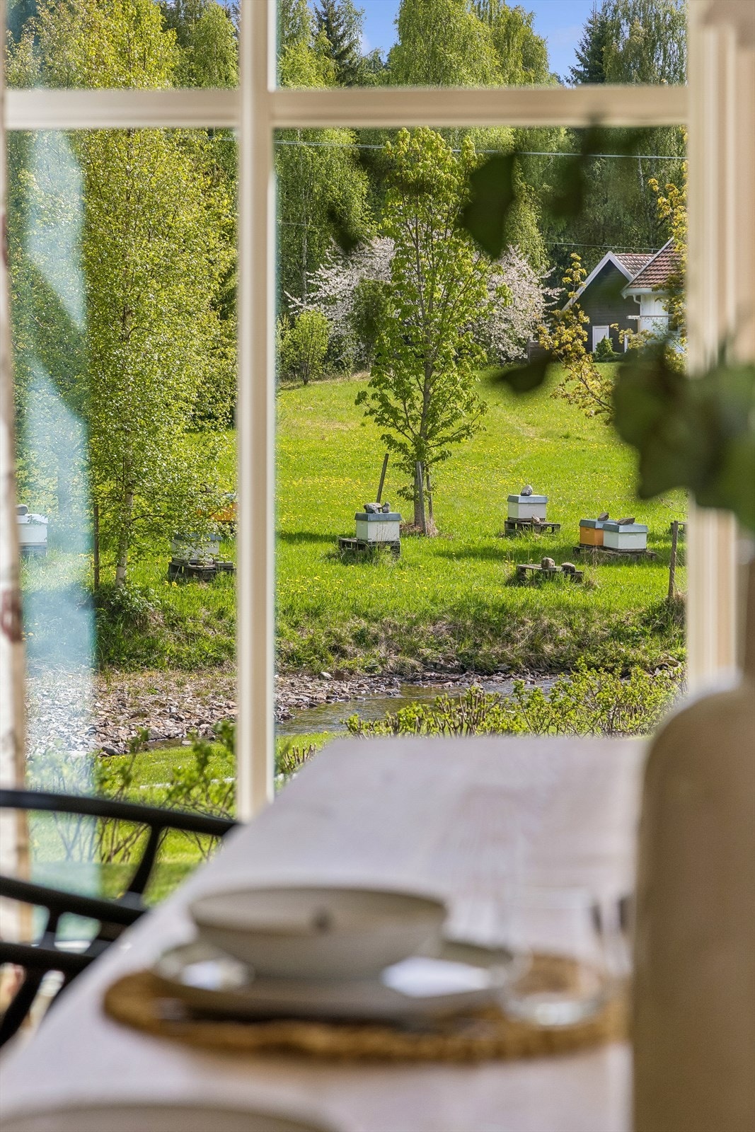 Fra vinduene ser man ut over det grønne, frodige landskapet. Galleribilde