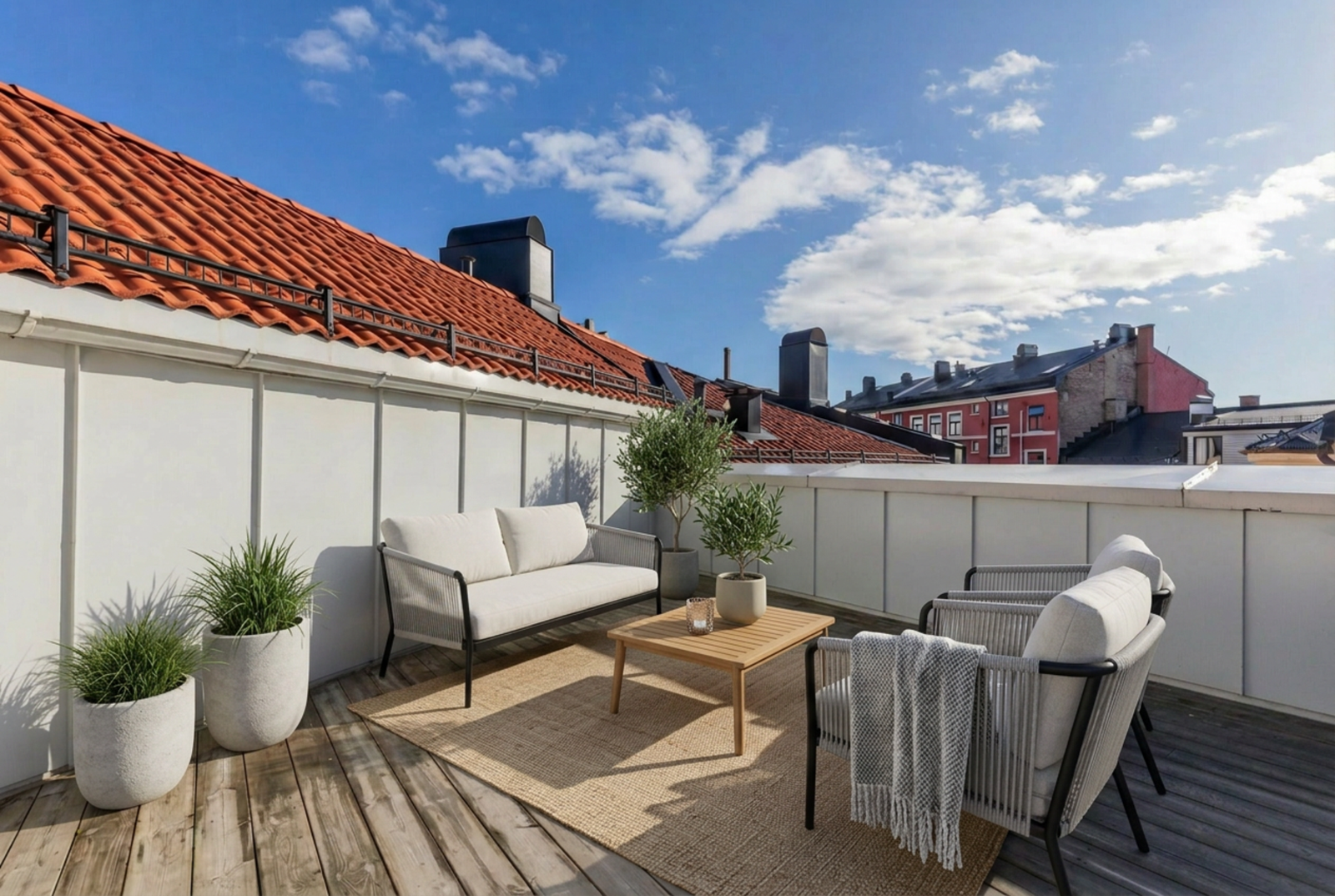 Felles takterrasse (digitalt stylet). Galleribilde