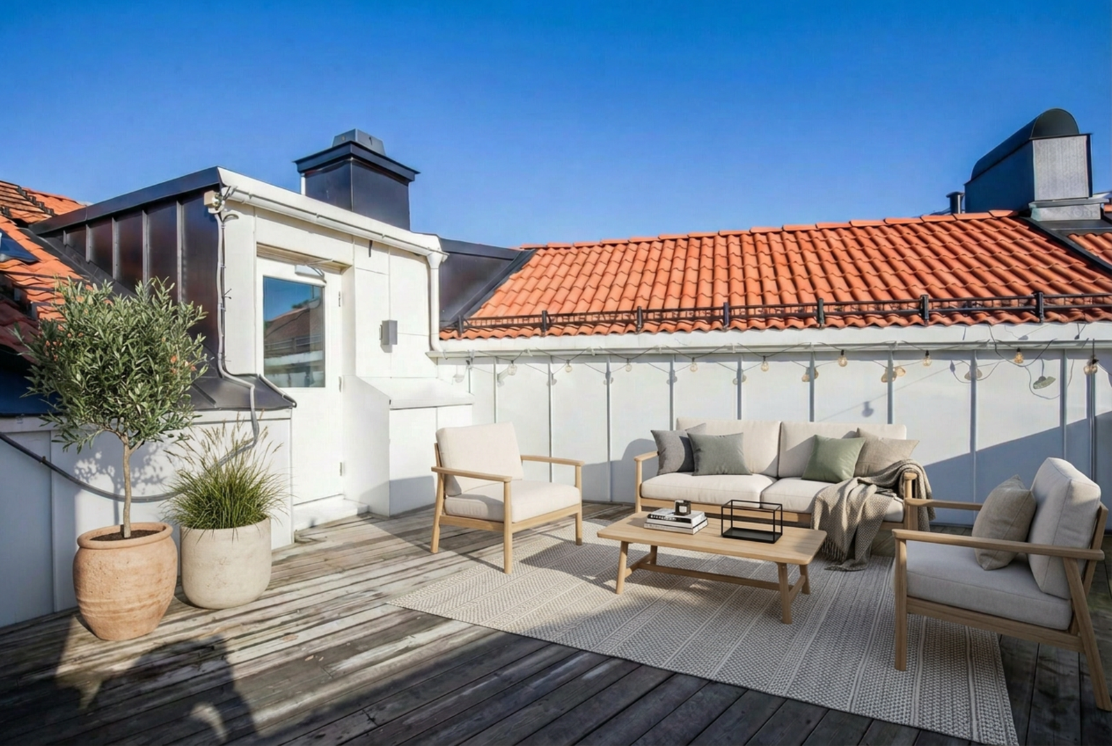Felles takterrasse (digitalt stylet). Galleribilde