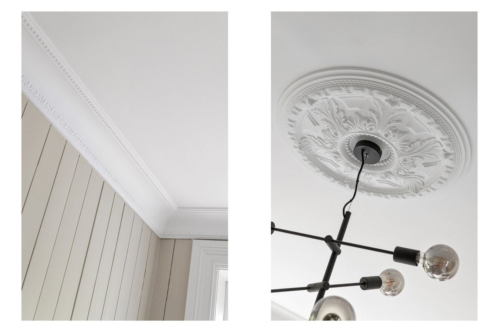 Klassiske detaljer som stukkatur og rosetter i tak setter sitt særpreg på boligen. Galleribilde