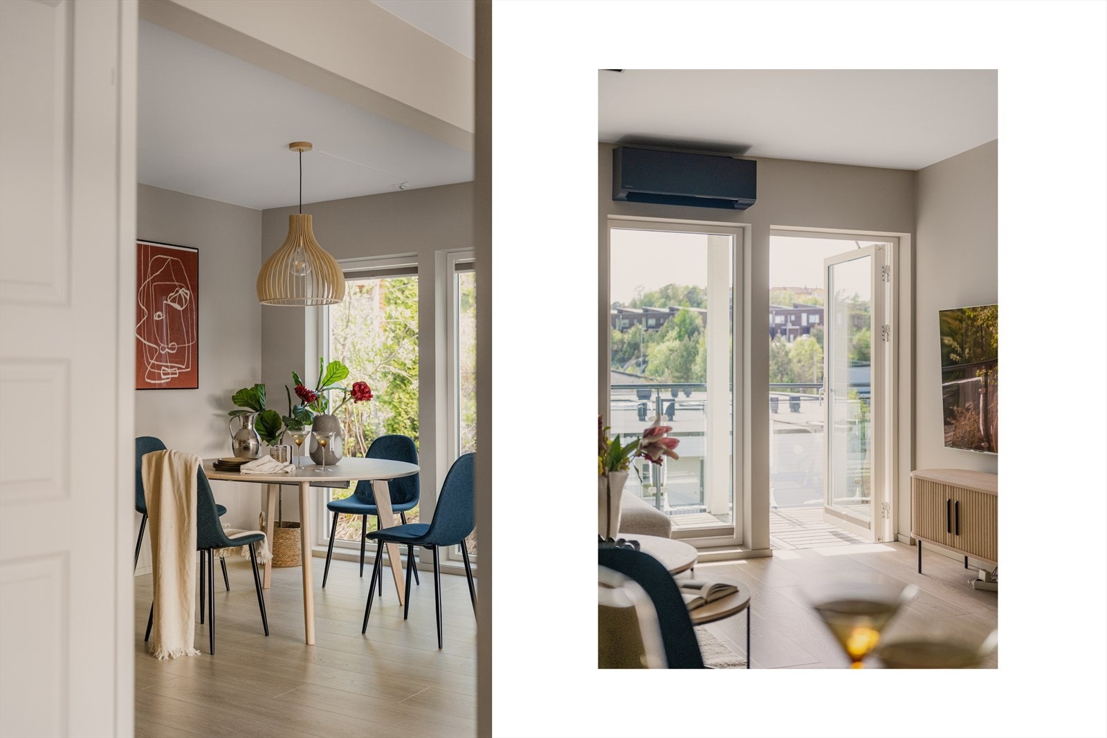 - Her er det godt med plass til sofa- og spisegruppe i hver sin natulige sone - Galleribilde