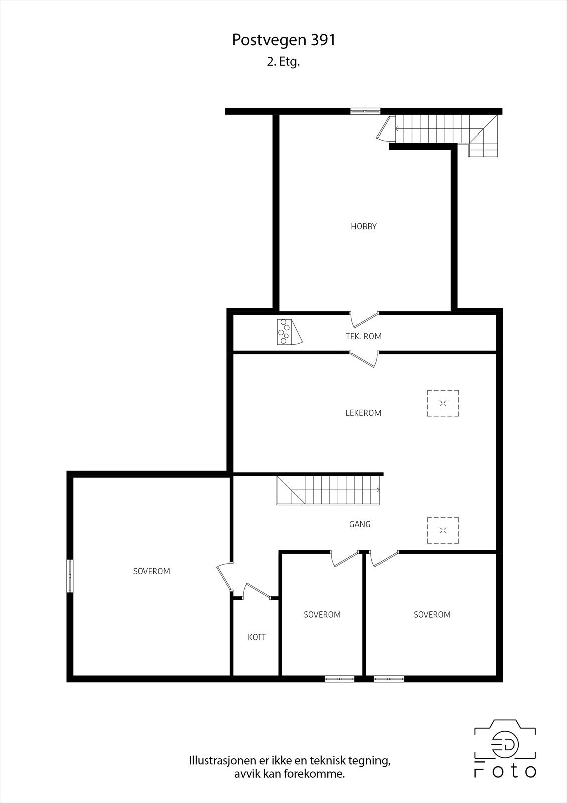 Plantegning loft. Galleribilde