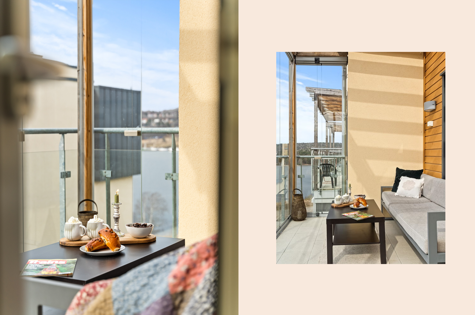 Balkongen er en forlengelse av stuen, med god plass til en hyggelig sittegruppe. Galleribilde