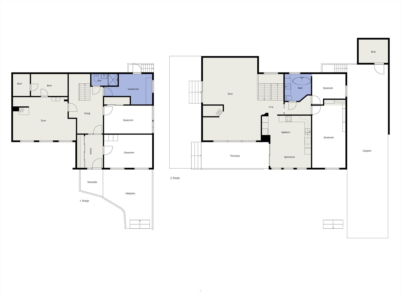 Plantegninger. Samlet bruksareal på 214 m². Galleribilde
