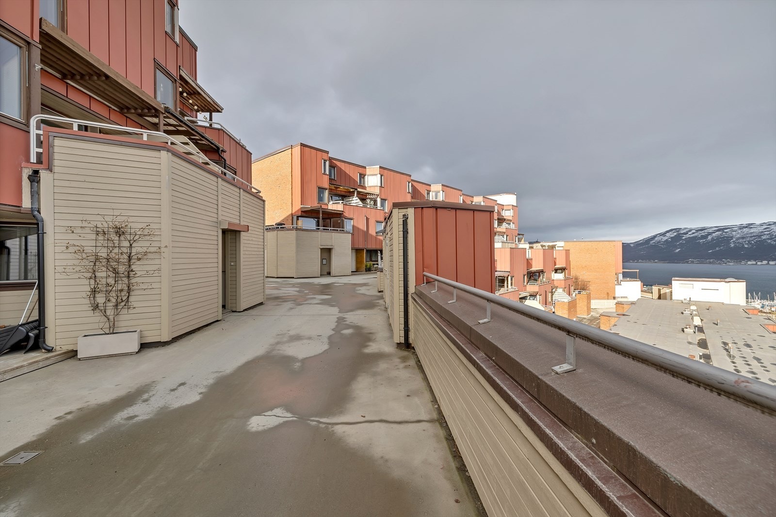 Rolige gangveier mellom blokkene, uten gjennomgangstrafikk. Galleribilde