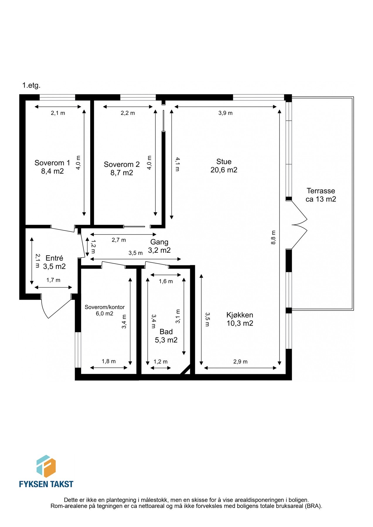 Målsatt planskisse. Galleribilde