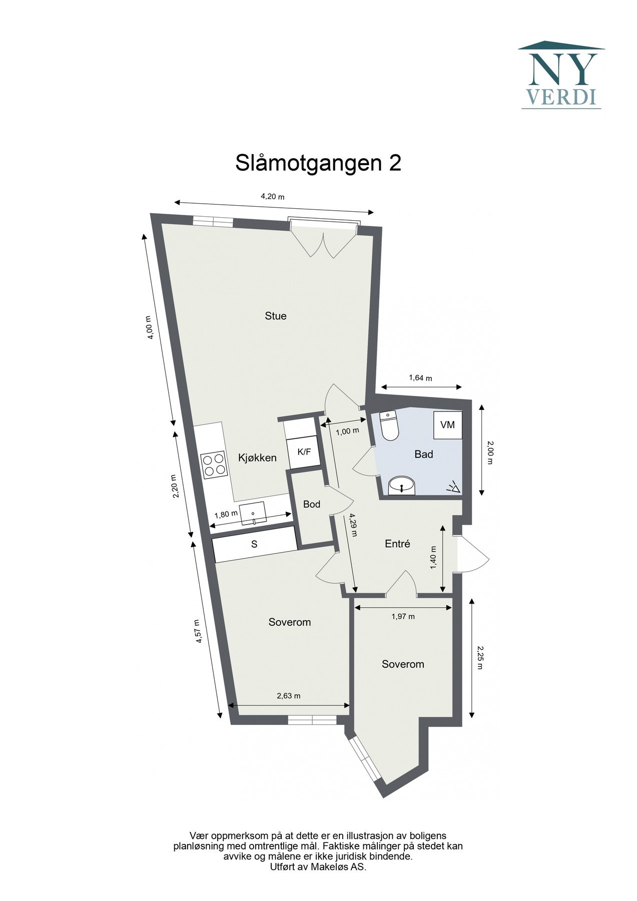 Slåmotgangen 2 - Plantegning. Galleribilde