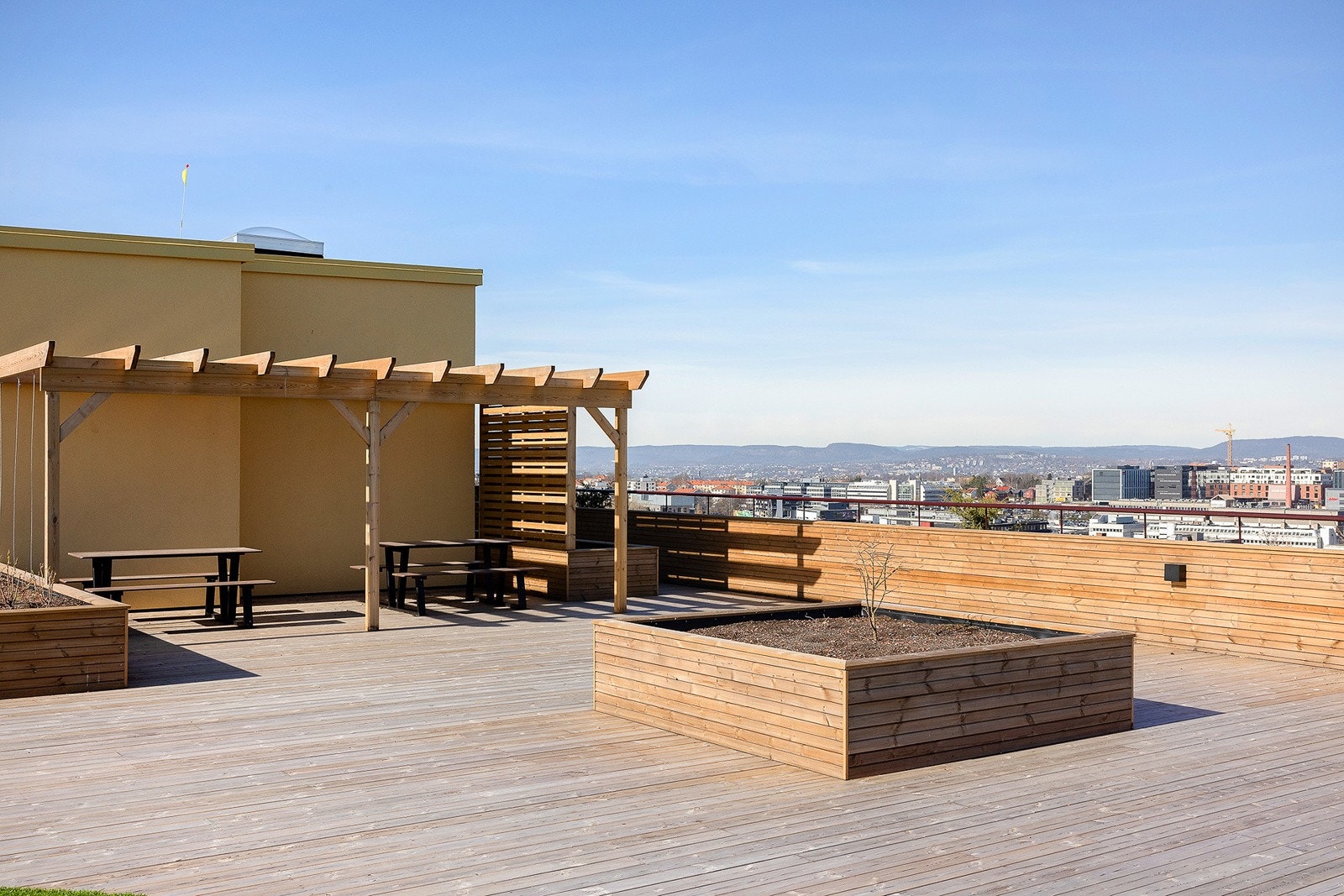 Felles takterrasse som kan benyttes av alle beboere. Galleribilde