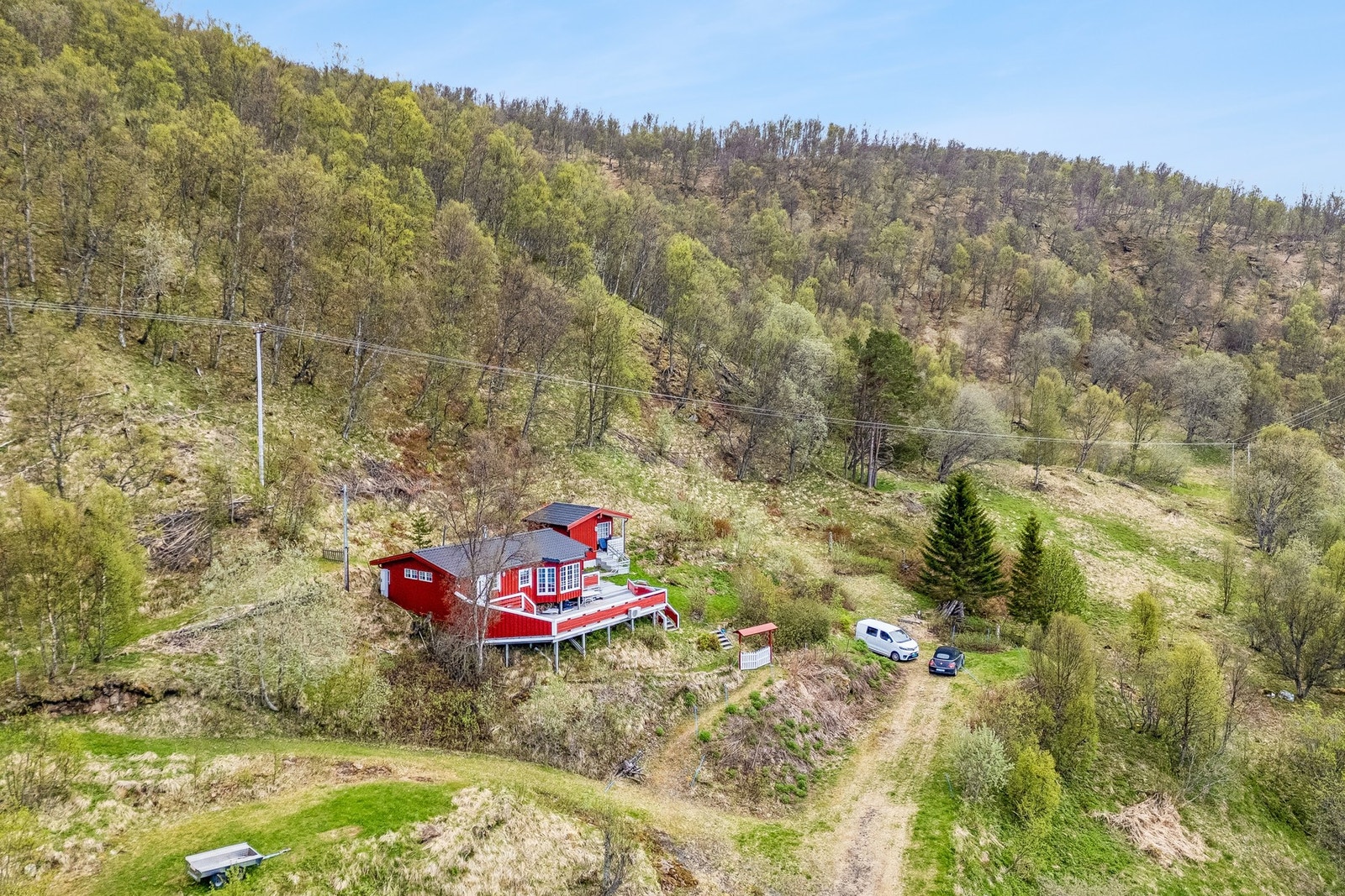 Eiendommen har vannforsyning fra en privat, grunnboret brønn etablert i 2019. Galleribilde