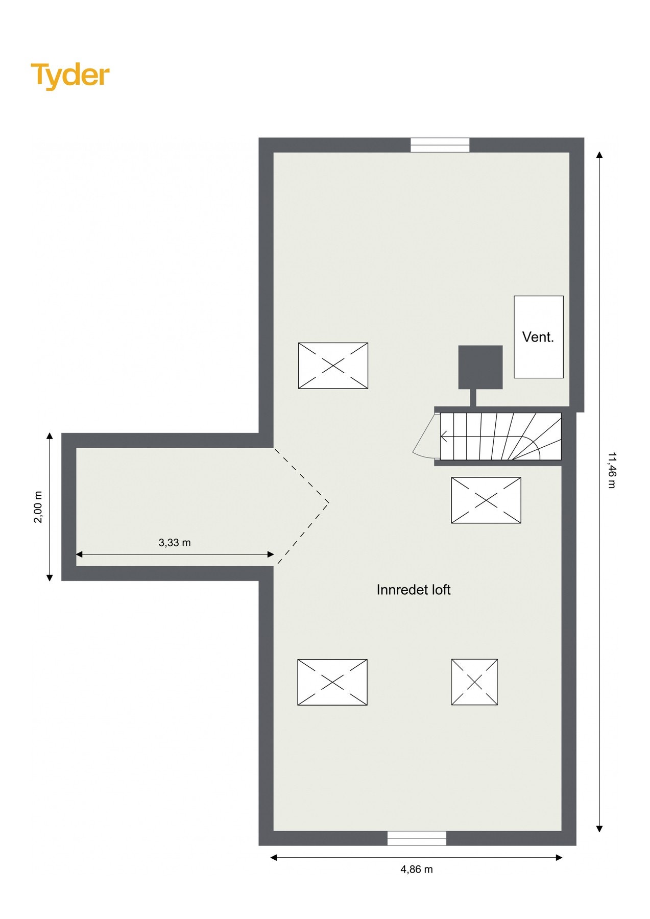 Plantegning loft. Galleribilde