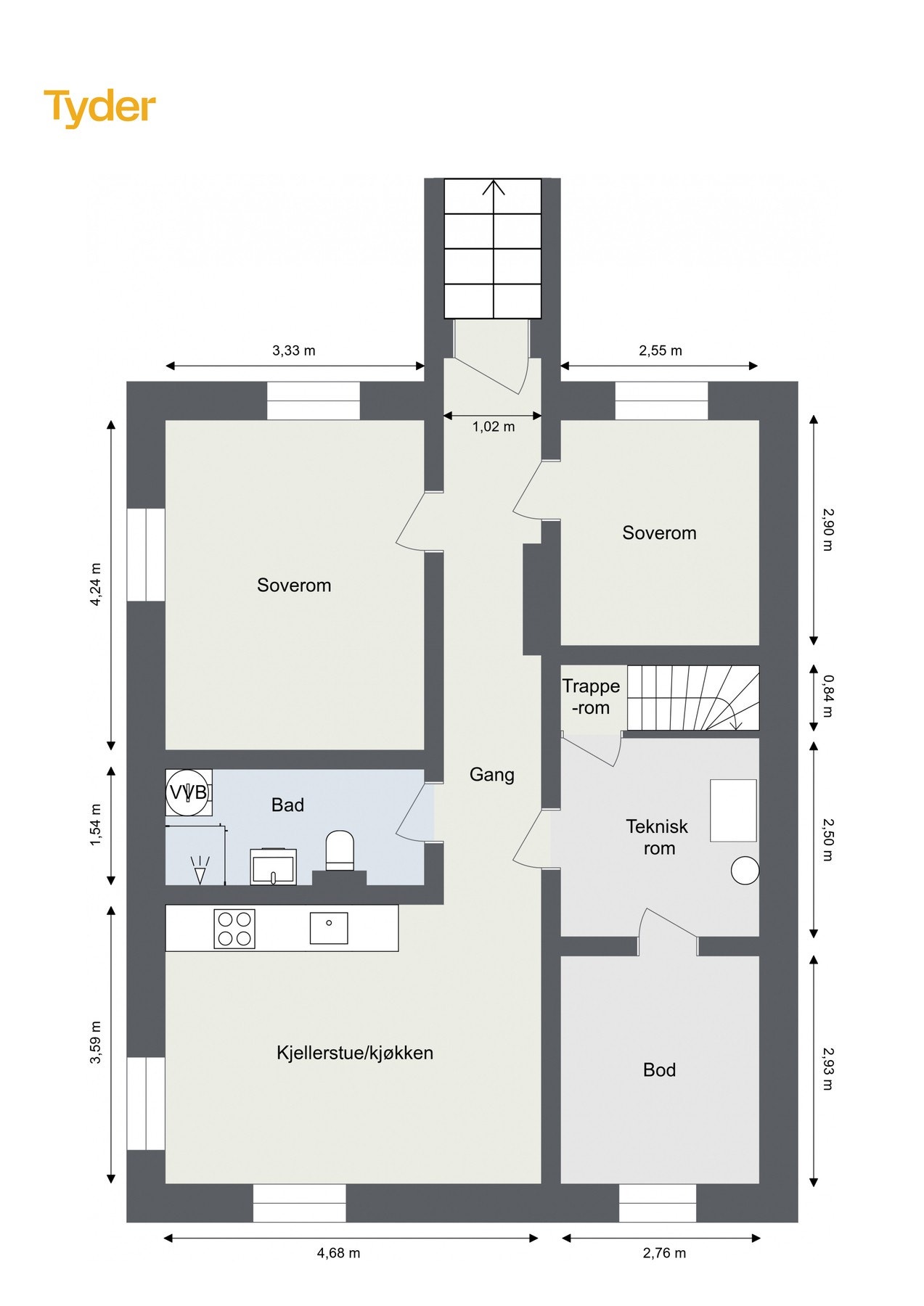 Plantegning kjeller. Galleribilde